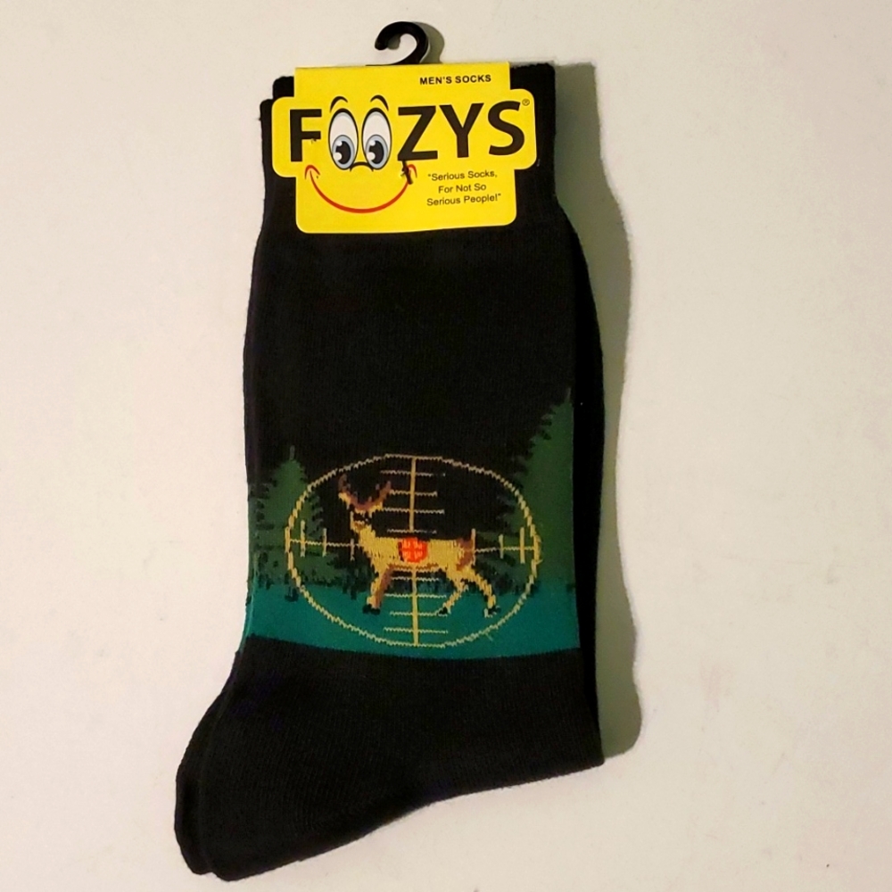 Foozys men's 10-13 black 🦌 deer bullseye 🎯 target socks